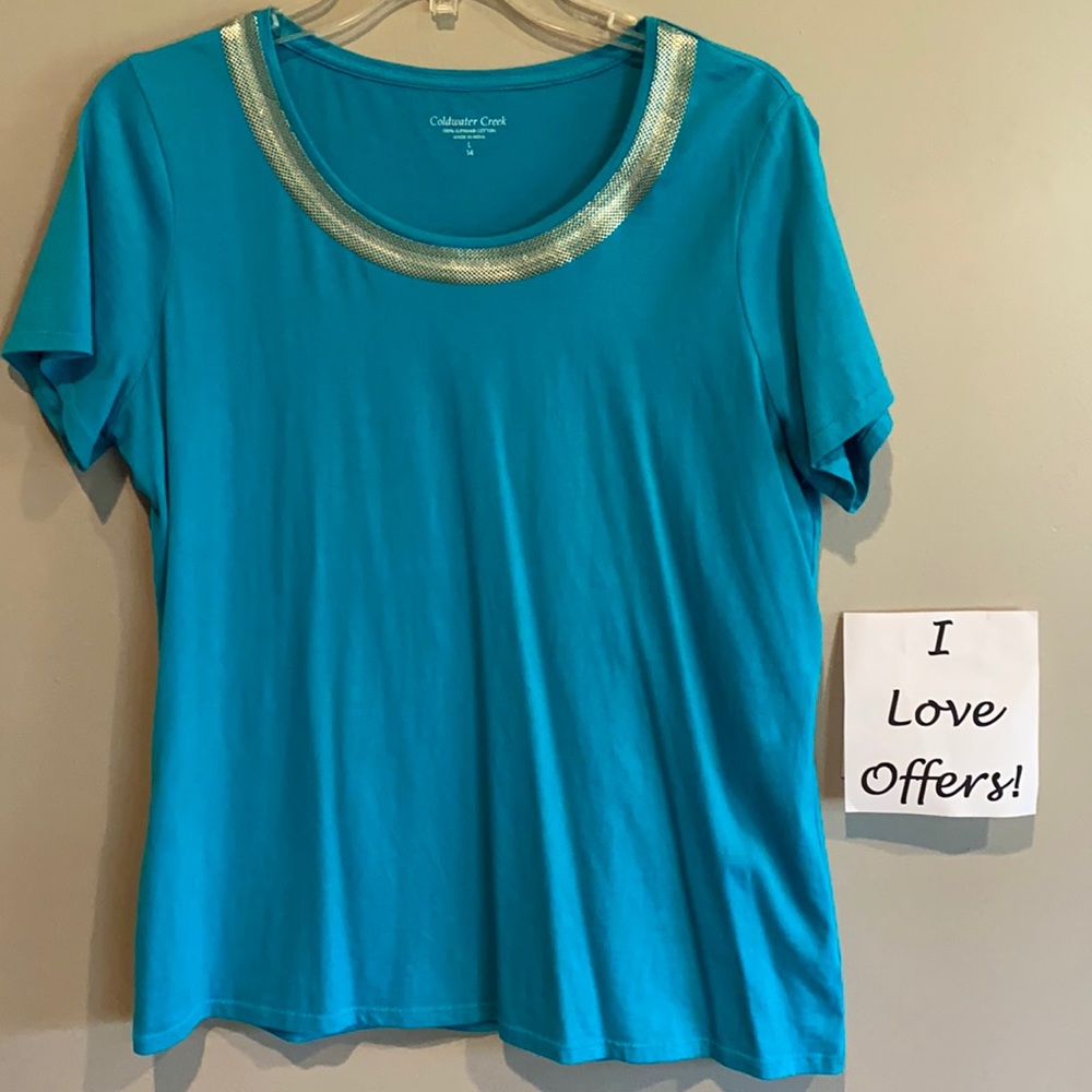 Metallic Neckline Tee